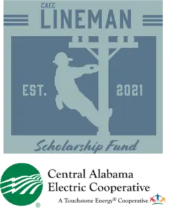 A flyer showing a lineman with the words CAEC lineman scholarship on it