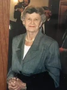 Mickey Ingalls, pictured in a gray blazer and short string of pearls, for the Mickey Ingalls Legacy Award